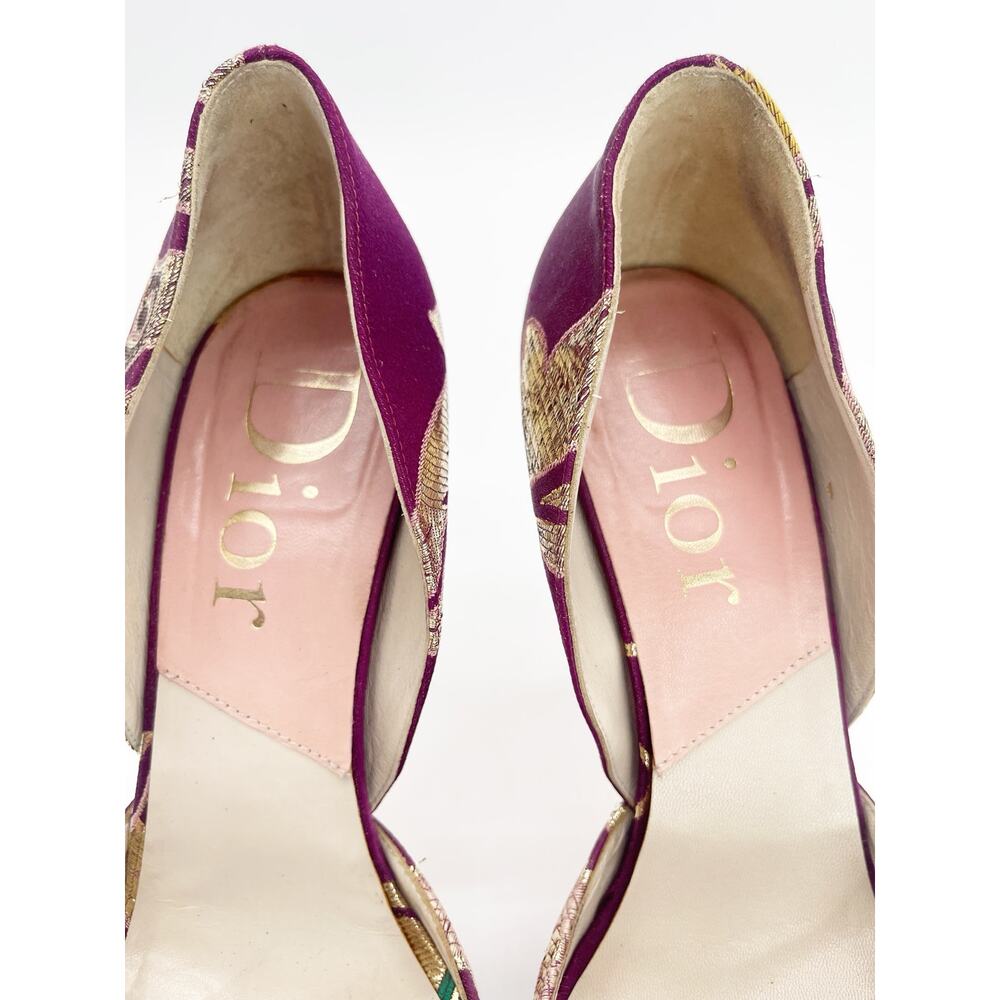 Christian Dior Vintage Y2K Metallic Brocade D'Orsay Platform Pumps Heels EU 38 - Picture 9 of 13